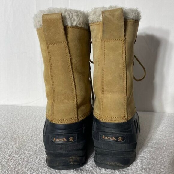 Vintage Kamik Alborg Tan Leather W Rubber Lace Up Winter Boots 11 - Picture 6 of 16